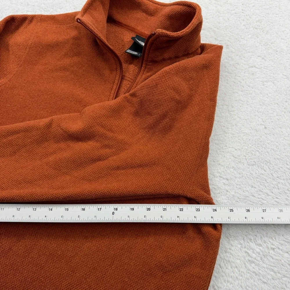 The North Face Mens‎ Small Burnt Orange Waffle Knit Quarter Zip Fleece Pullover